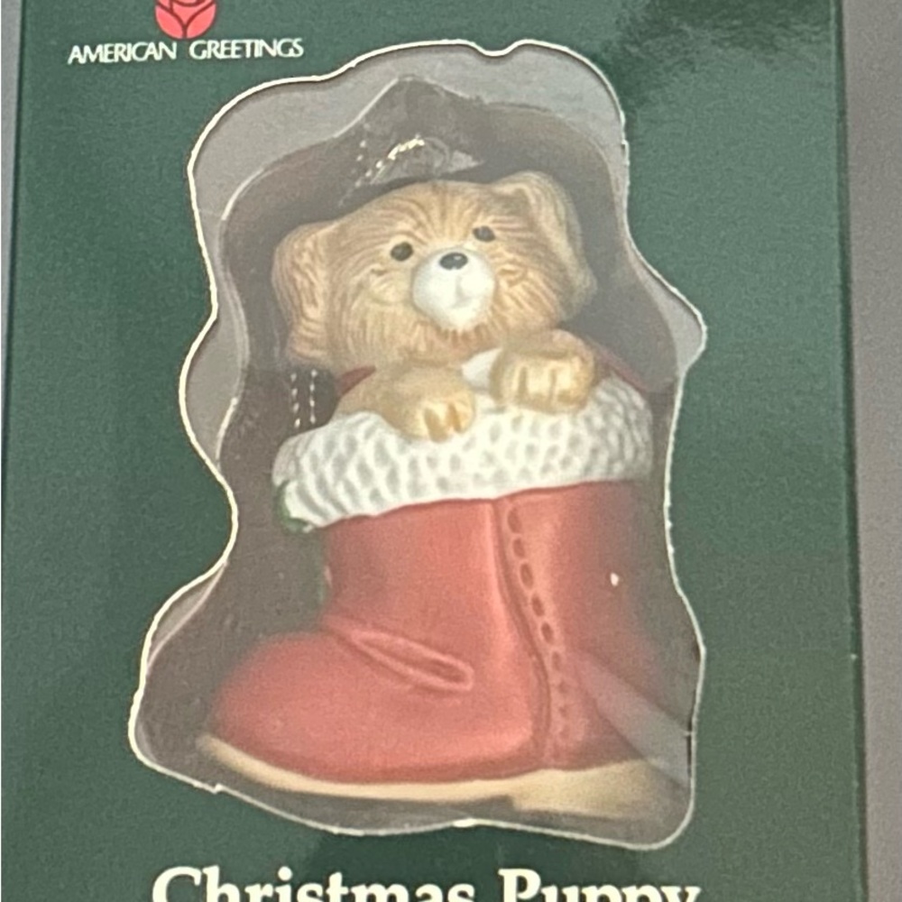 American Greetings Festive Puppy in Red Boot Ornament